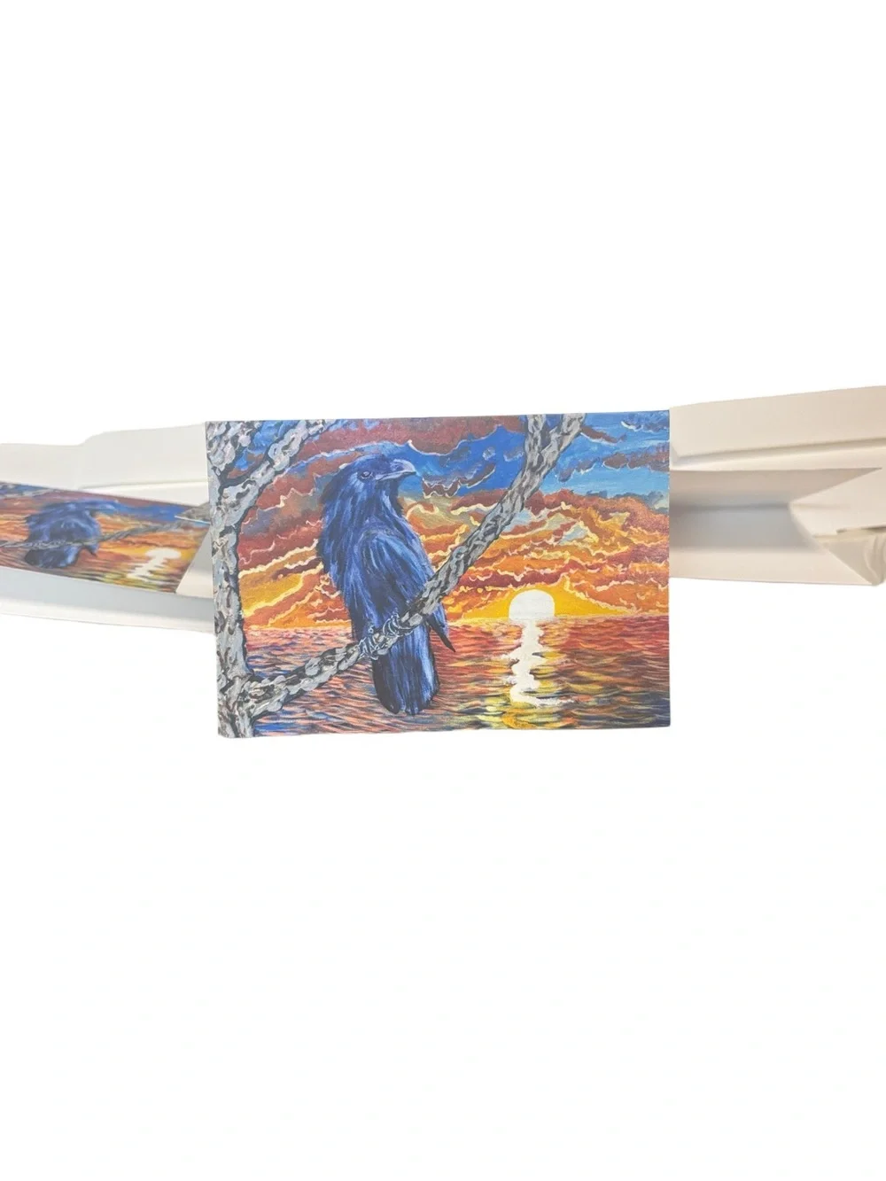 Mystic Raven Sunset Greeting Cards Set of 5 by Briefcase Artist
